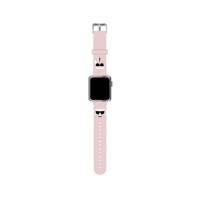 Curea Karl Lagerfeld, Compatibila Cu Apple Watch 42/44/45mm, Colectia Silicone Karl Si Choupette Heads, Roz